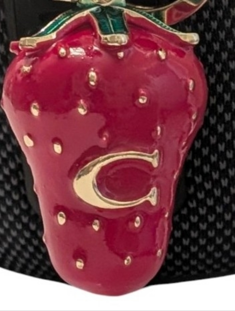 NWT COACH Strawberry Bag Charm Keychain Studded Gold Key Fob Chain